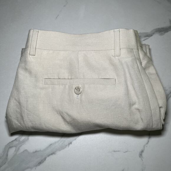 Louis Raphael LR2 Pants Mens 38x32 Beige Linen Blend Trousers Flat Front EUC - Picture 11 of 11